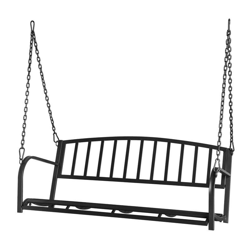 46.8 in 2-person Iron Porch Swing Outdoor Hanging Bench