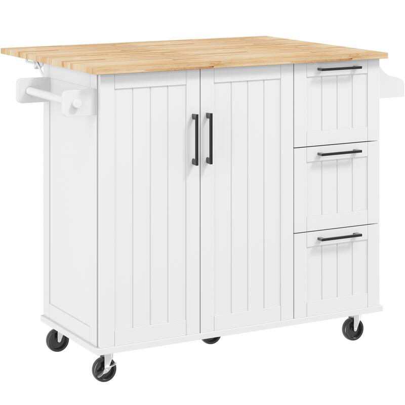 Yaheetech Rolling Kitchen Island Cart with Storage Cabinet and Drawers - N/A