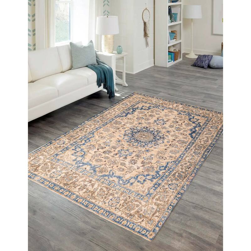 ECARPETGALLERY Hand-knotted Antalya Vintage Beige Wool Rug - 6'7 x 10'10