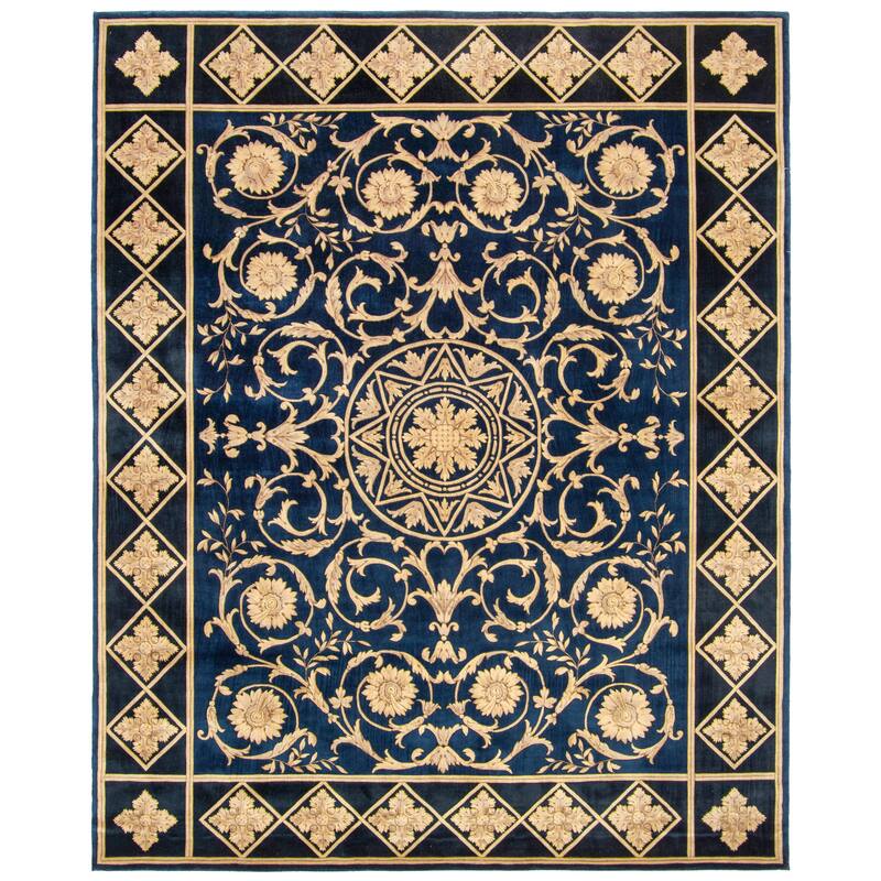 SAFAVIEH Couture Hand-knotted Florence Jevgenia Traditional Oriental Wool Rug - 9' x 12' - Navy/Black