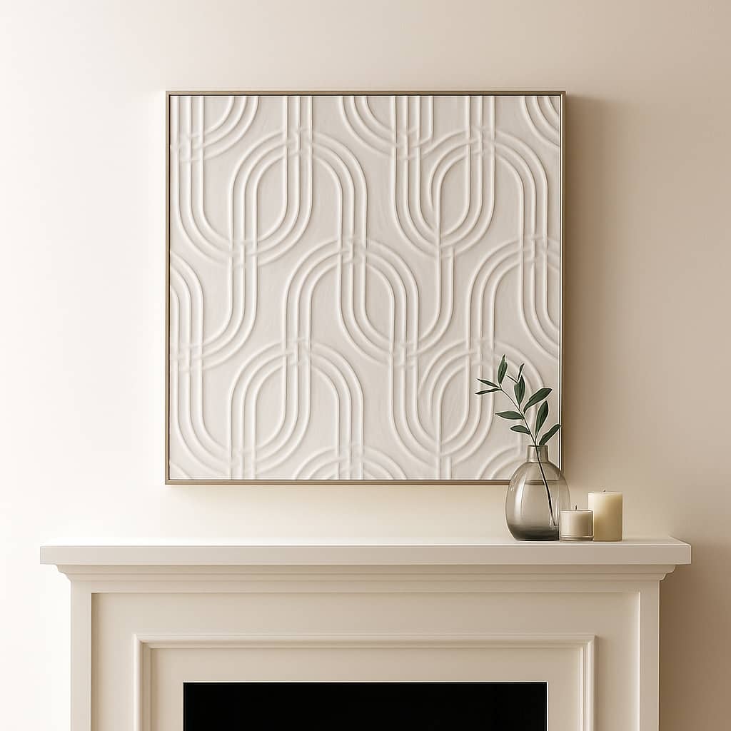 Decorative Geometric Canvas Wall Decor - 40", Black & Cream