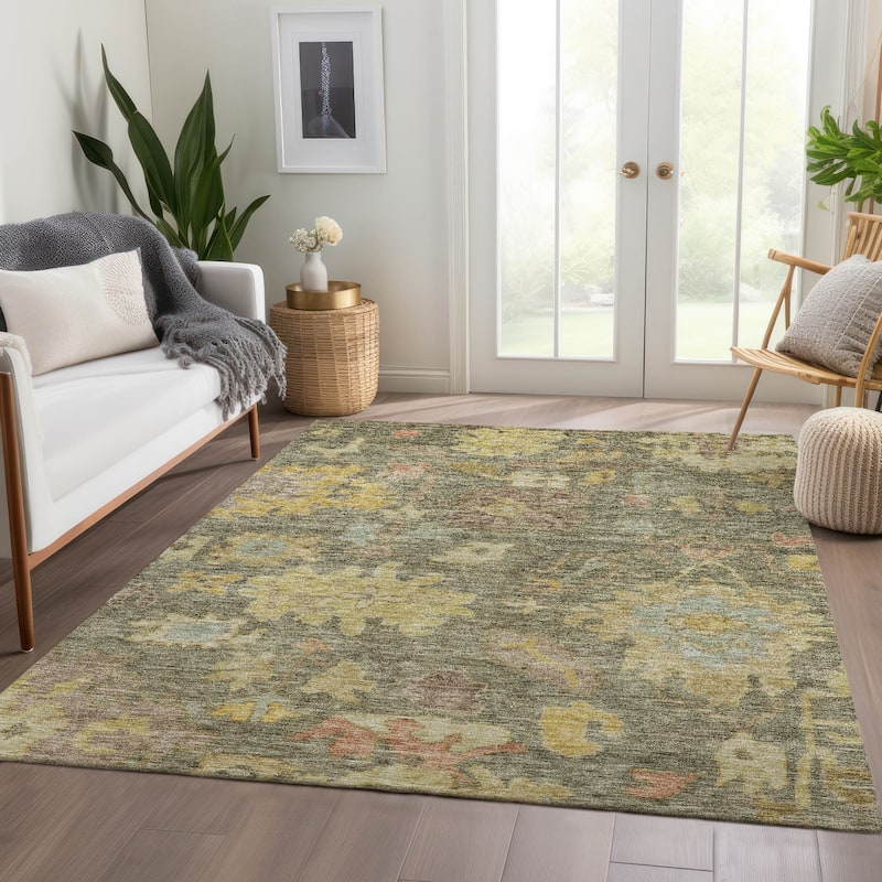 Machine Washable Indoor/ Outdoor Vintage Traditional Chantille Rug