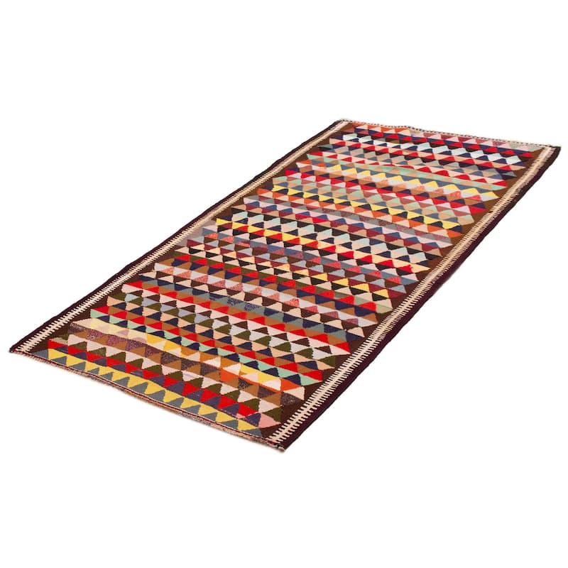 ECARPETGALLERY Flat-Weave Ankara Multi Color Wool Kilim - 4'11 x 9'8