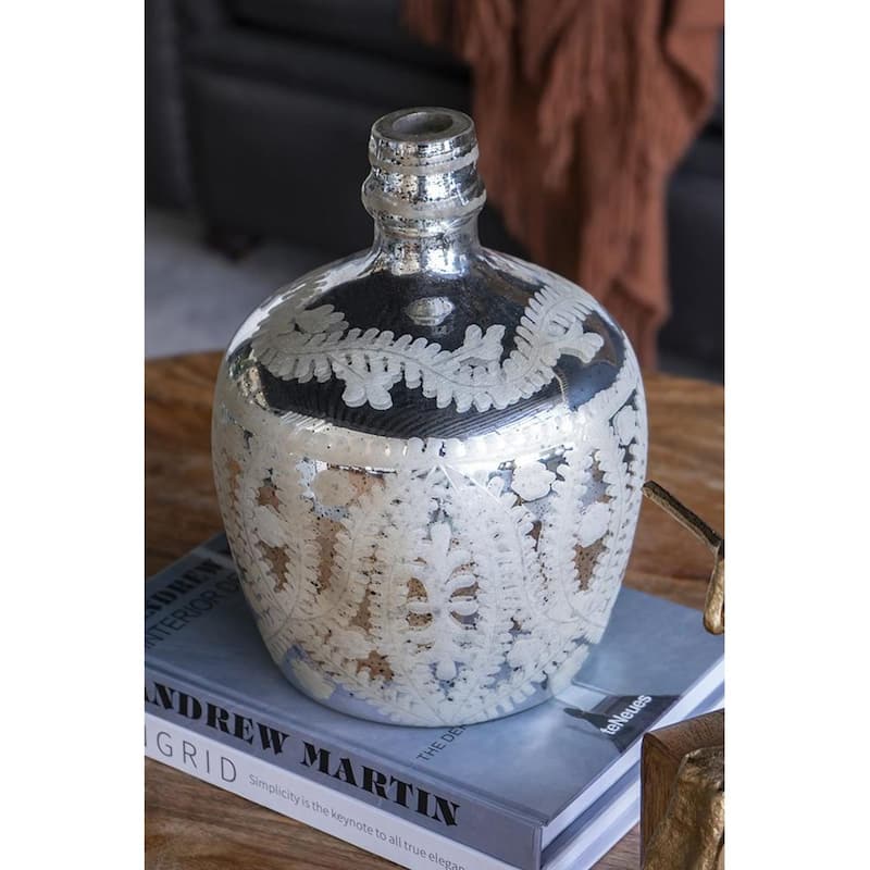 10" Silver Speckle Glass Table Vase - 8.00