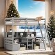 preview thumbnail 2 of 14, Twin Loft Bed With Storage Shelves, Drawers, Seat and Desk, Grey