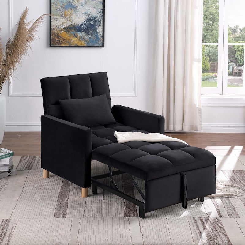 Aukfa Sleeper Chair Bed Convertible Single Sofa Chair with Pillow - Black