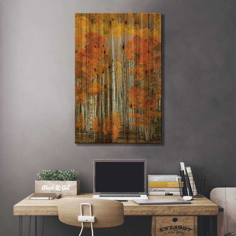 Dalmatian Autumn Print On Wood by Bill Sherrell - Multi-Color
