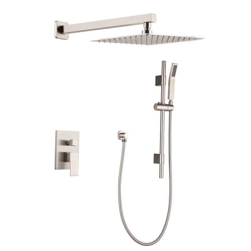 CLihome 12 Inch Wall Mount Shower System Shower Combo Brushed Nickel - 12" - Nickel