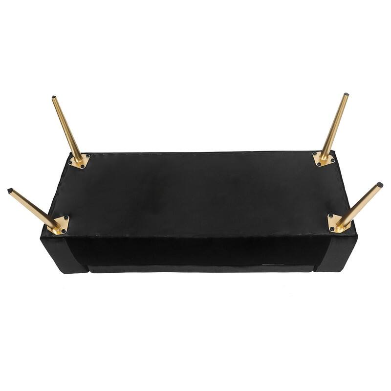 Adeco Upholstered Storage Ottoman Entryway Bench with Metal Legs