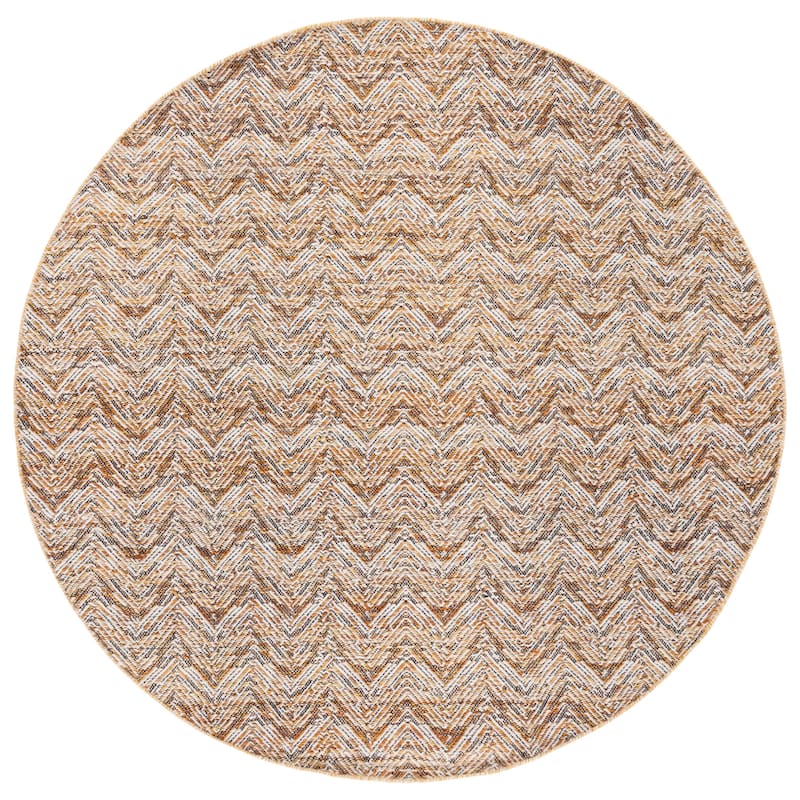 SAFAVIEH Handmade Flatweave Kilim Sanny Chevron Wool Rug - 6' Round - Gold/Black