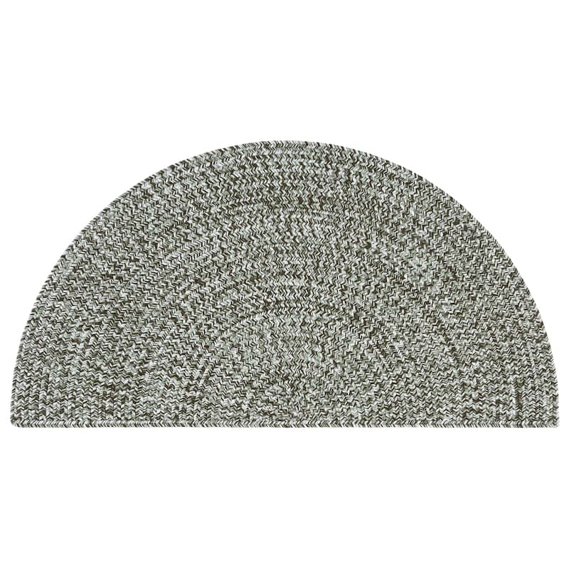 SAFAVIEH Handmade Braided Marloes Washable Indoor/Outdoor Rug - Weather Resistant & Easy Cleaning - Green - 2' x 4' Half-Moon