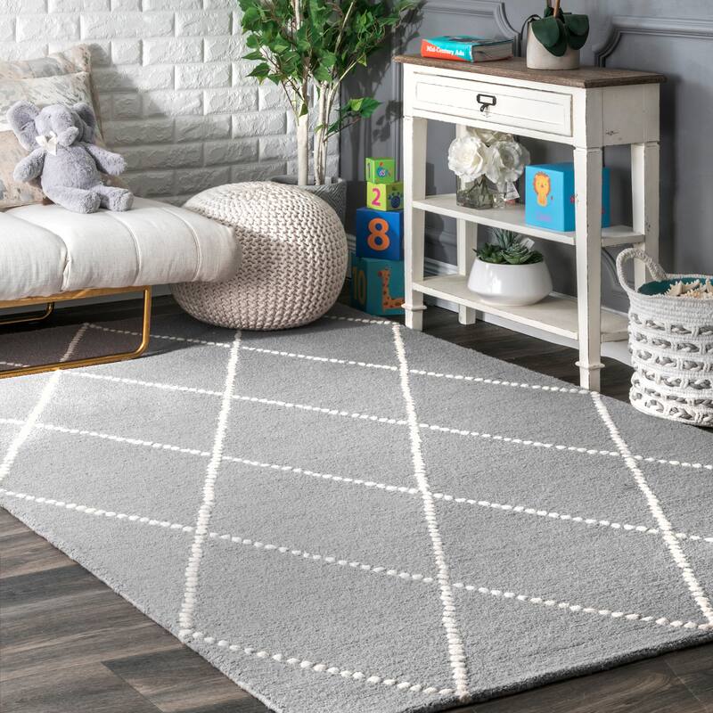 Nuloom Handmade Dotted Trellis Wool Kids Nursery Rug