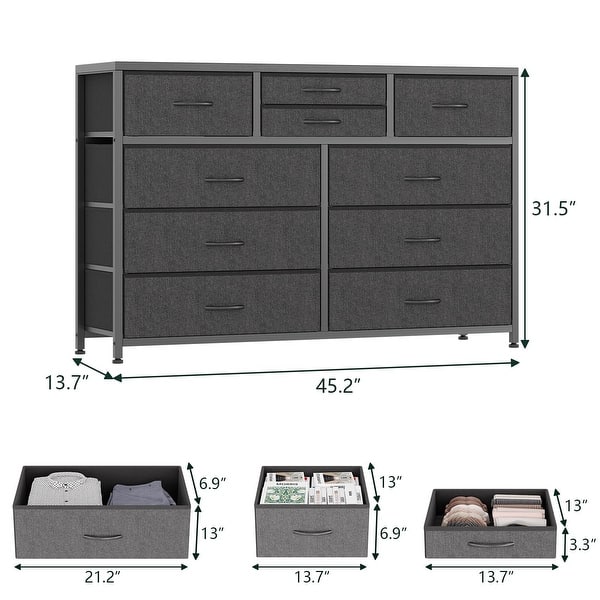 dimension image slide 0 of 5, Wide 10 Drawer Dresser for Bedroom