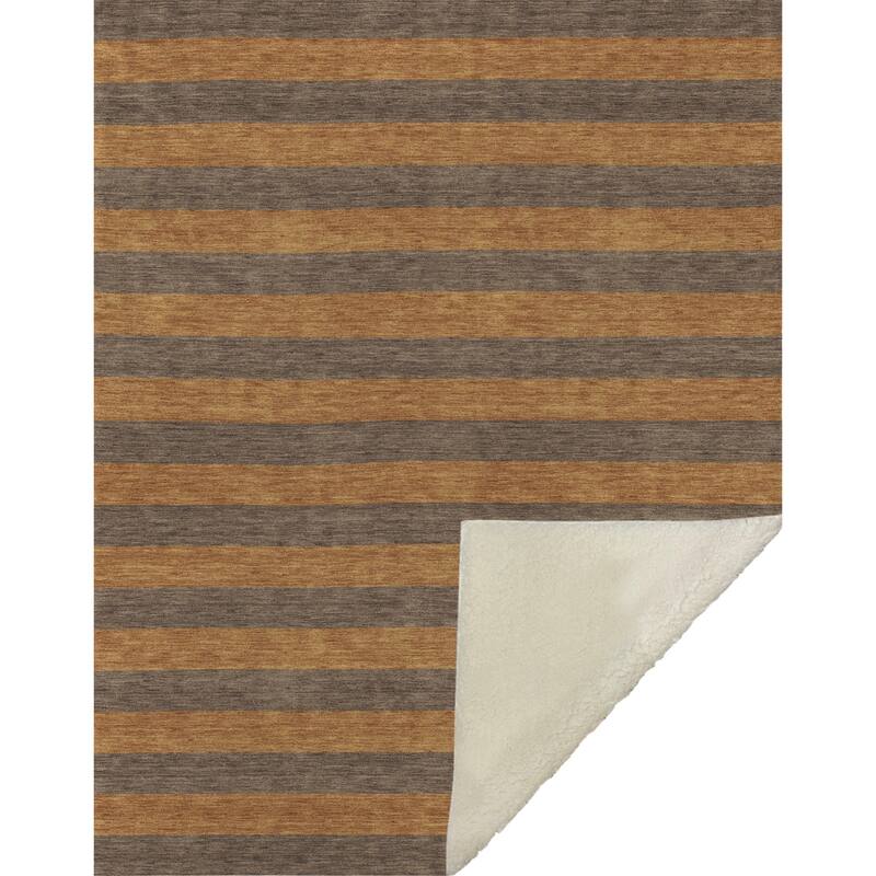 Premium Machine Washable Casual Stripes Sherpa Throw Blanket