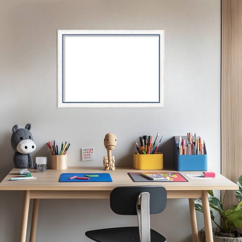Amanti Art Morgan White Blue Framed Dry Erase Magnetic Board