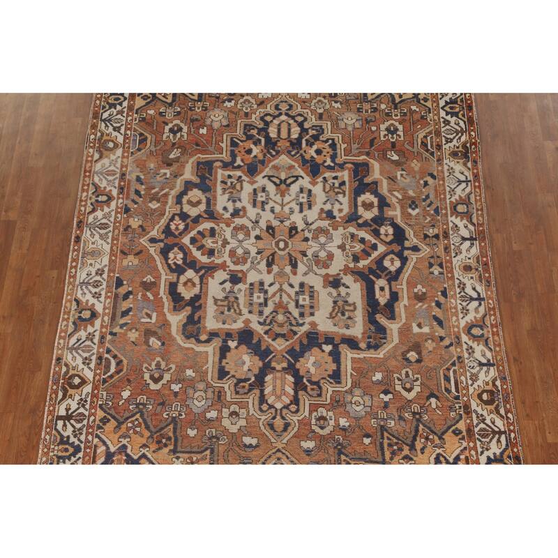 Orange Bakhtiari Persian Vintage Area Rug Handmade Wool Carpet - 7'0"x 10'4"