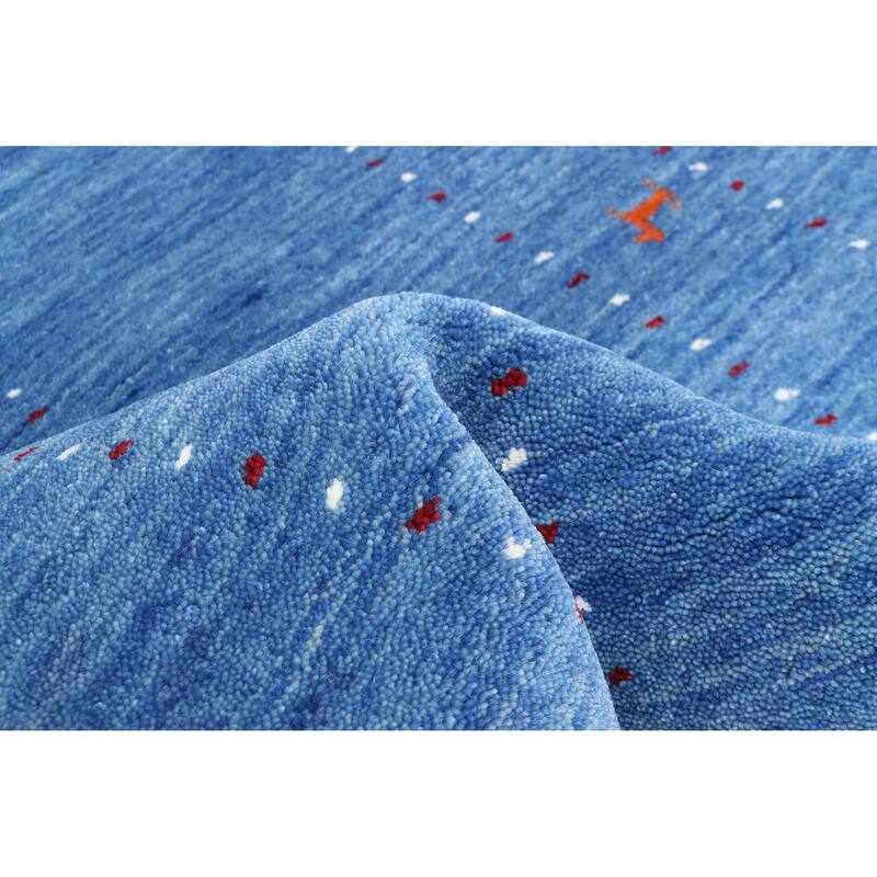 ECARPETGALLERY Hand Loomed Kashkuli Gabbeh Blue Wool Rug - 2'2 x 7'11