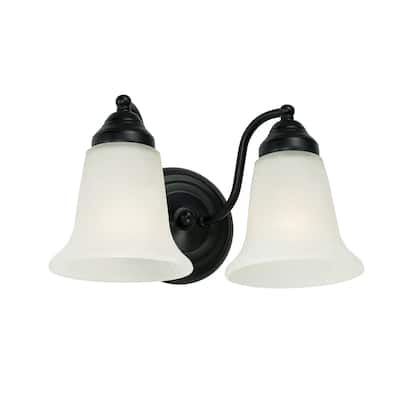 2-light 12-inch Vanity Fixture w/ White Faux Alabaster Glass
