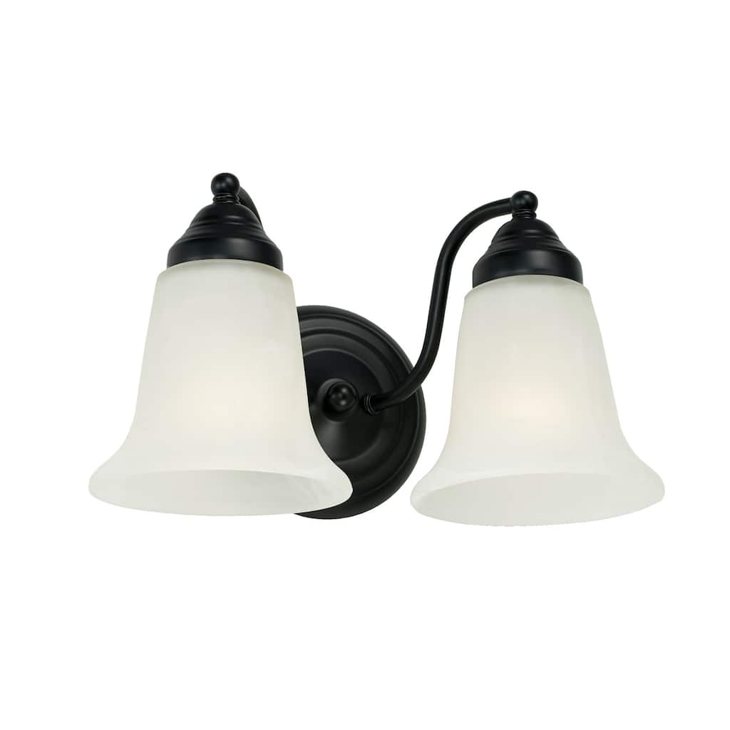 2-light 12-inch Vanity Fixture w/ White Faux Alabaster Glass