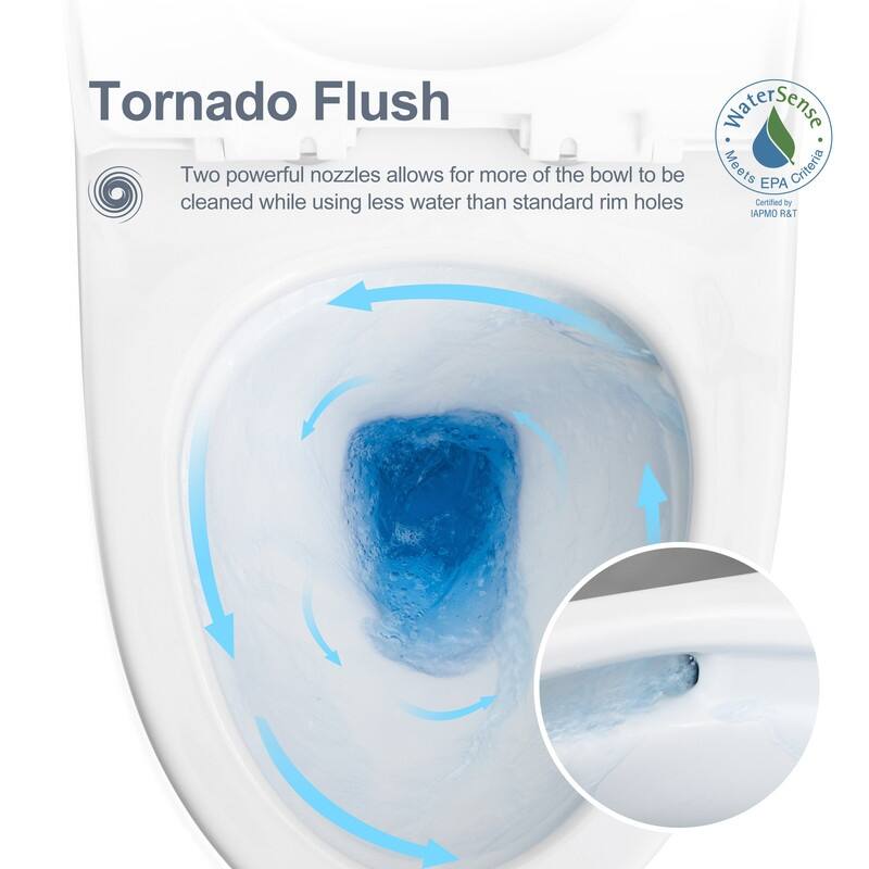 HOROW 1 Piece Dual Flush Elongated Toilet White 0.8 1.28 GPF Seat Included - N/A