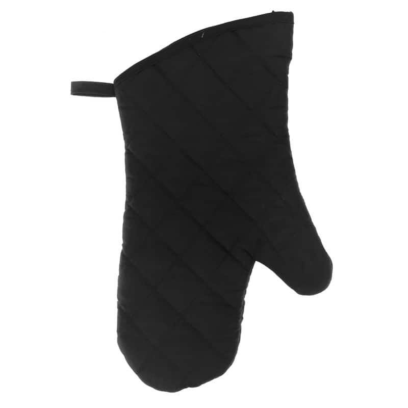 Quilted Oven Mitt (Black) (7.5" X 13") - Set of 4