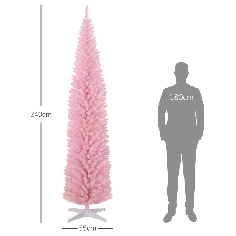 HOMCOM Artificial Pencil Tree - Slim, Realistic Branch Tips, Plastic Stand, Pink