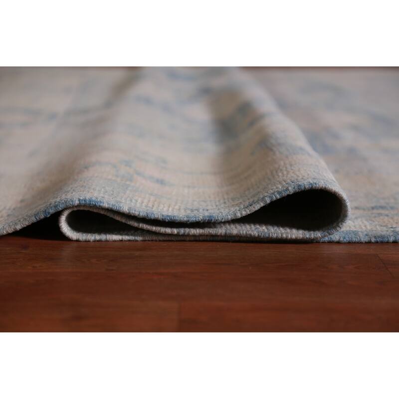 Hand Knotted Oriental 100% Wool Carpet Transitional All-Over Navy Blue & Blues Oushak Area Rug - 11' 5'' X 8' 3''