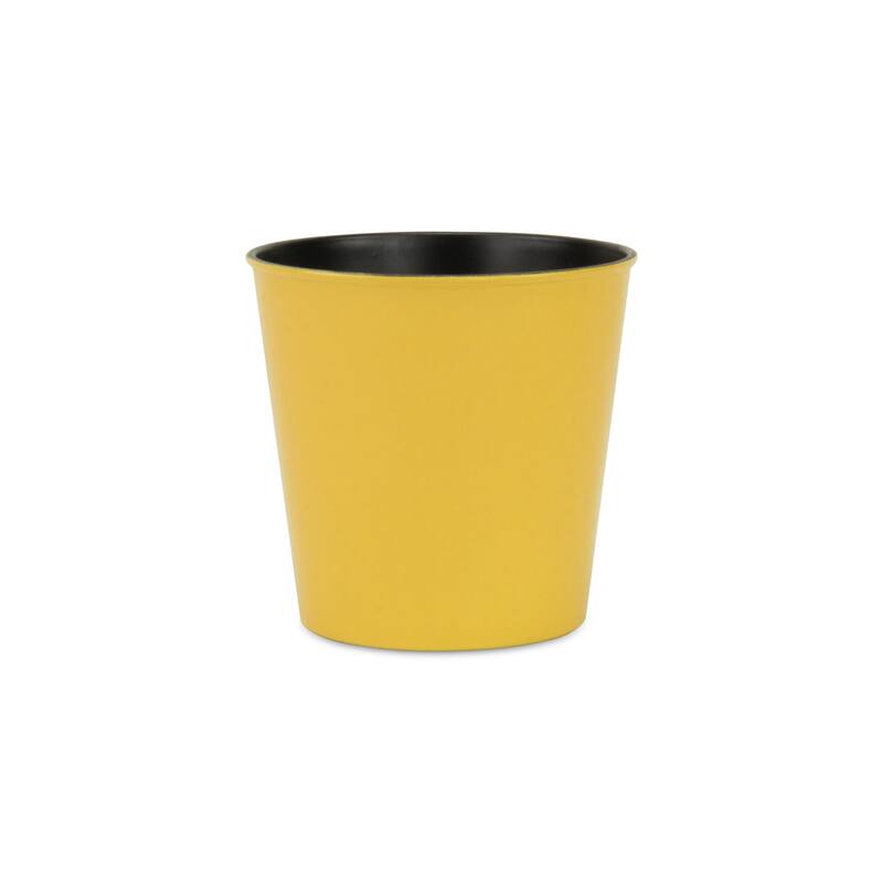 HomeRoots 7" Yellow Recycled Plastic Indoor Outdoor Round Pot Planter