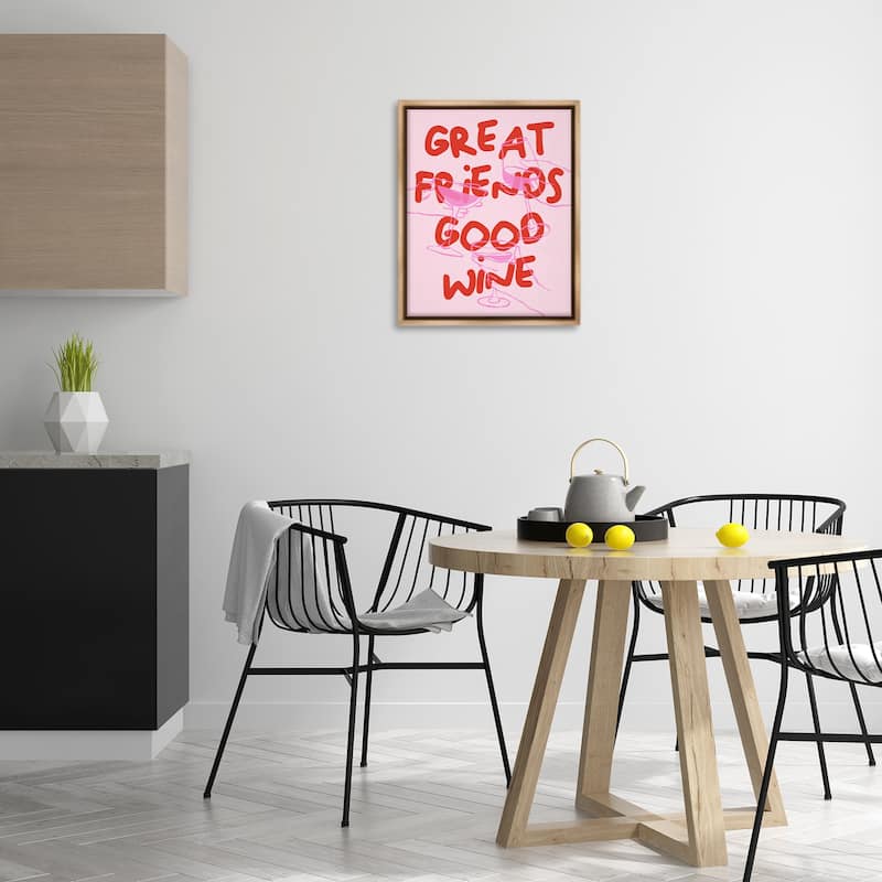 Stupell Great Friends Good Wine Framed Floater Canvas Wall Art Design By House of Lulu