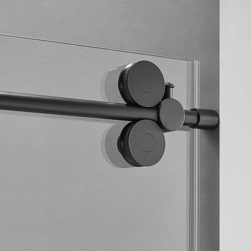 Serene Valley 56 x 74 Inch Big Roller Frameless Sliding Shower Door, Matte Black - 147