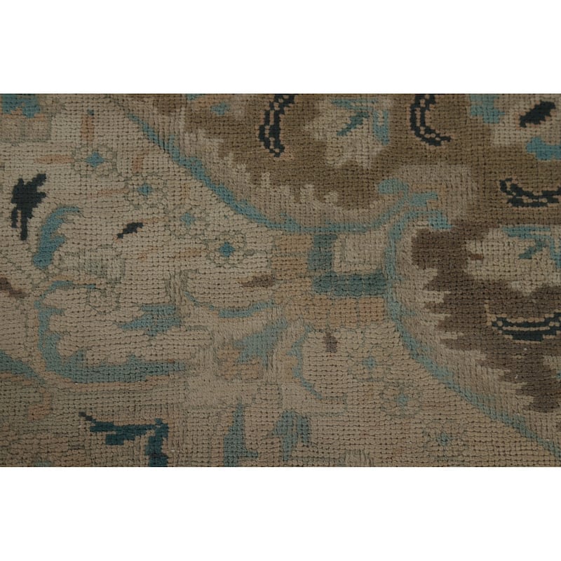 Distressed Tabriz Vintage Persian Rug Hand-Knotted Peach Wool Carpet - 9'11" x 13'3"