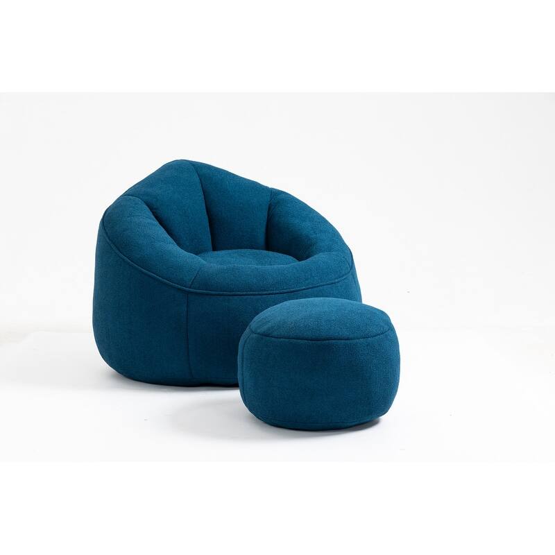 Bean Bag Chair w/Foot Stool in Multiple Colors, Giant Foam-Filled Furniture-Maximum Comfort Bean Bag