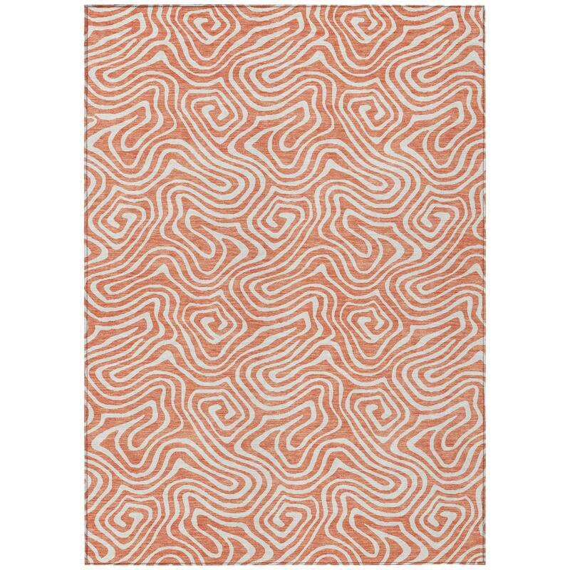 Machine Washable Indoor/ Outdoor Modern Trance Chantille Rug