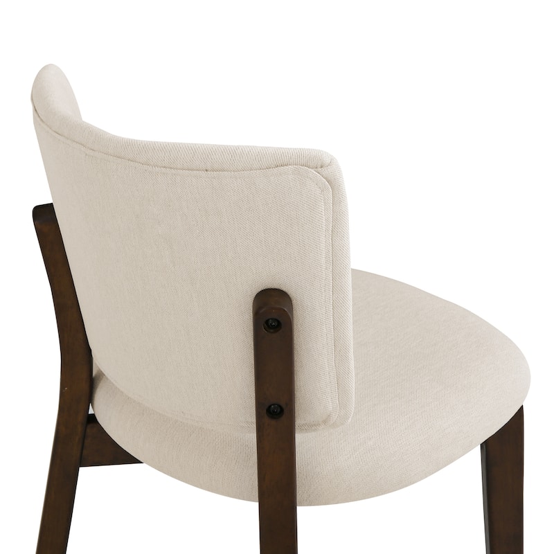 Fabric Upholstered Dining Chairs Set of 2/4 with Wooden Legs, Modern Kitchen Dining Chairs with Back, Walnut Flaxen