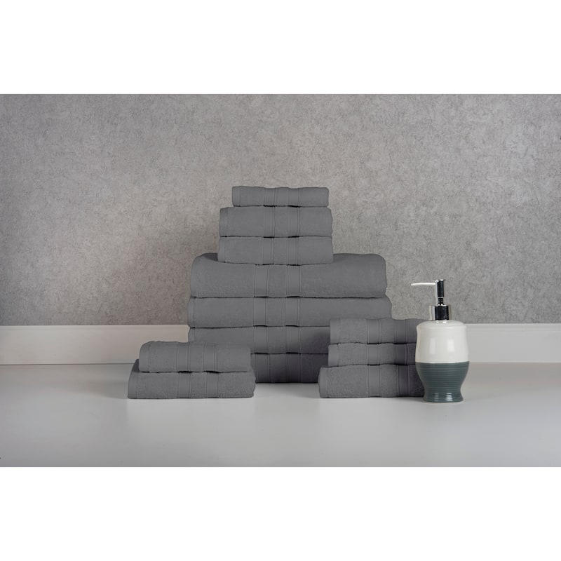 Bibb Home 12 Piece Egyptian Cotton Towel Set