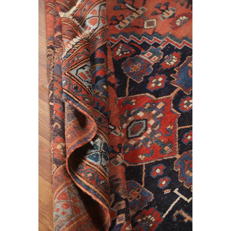 Hand Knotted Oriental 100% Wool Carpet Traditional Medallion Navy Blue & Blues Bidjar Area Rug - 5' 8'' X 4' 9''