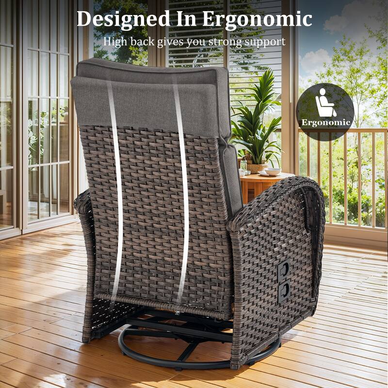 Pocassy Lounge Chair Swivel Reclining Chair with Adjustable Backrest