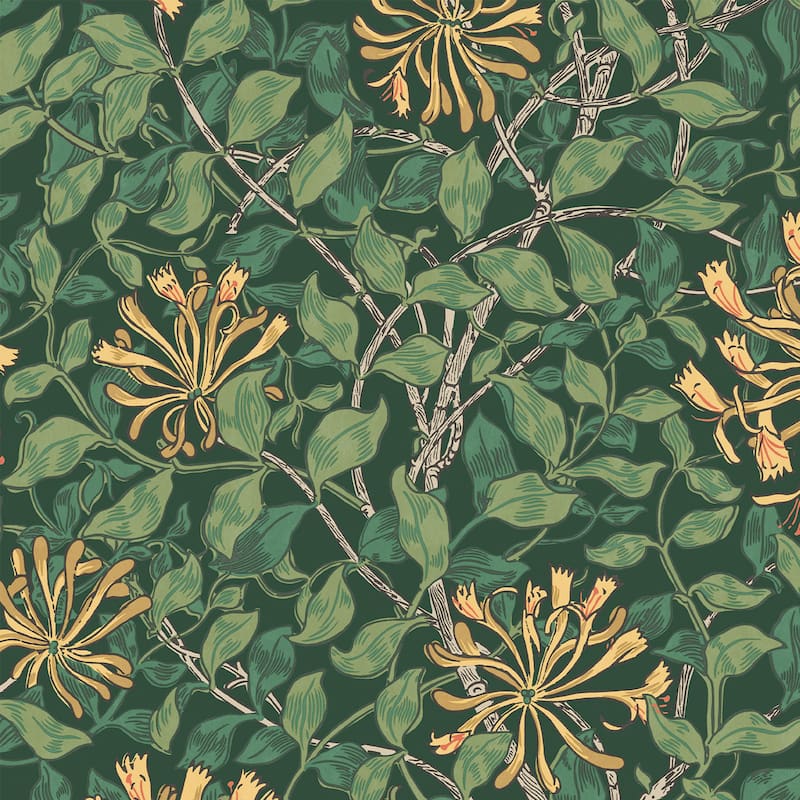 William Morris Honeysuckle Verde Wallpaper