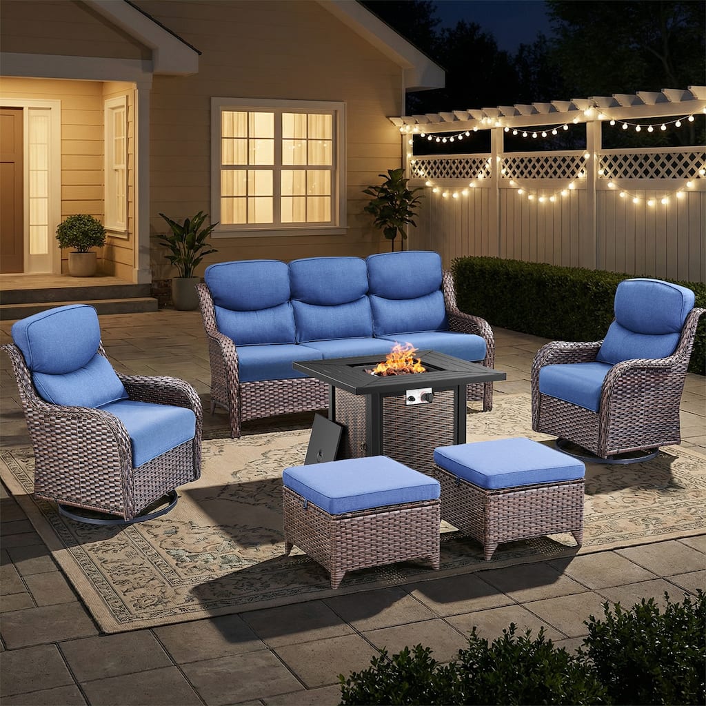 Pocassy 30 In Outdoor Propane Fire Pit Table with Patio Conversation Sets