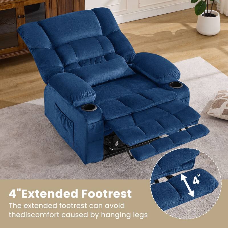 Dual Motor Power Lift Recliner Chair, Lay Flat Lift Chair w/Heat and Massage & Cup Holders, Extra Wide Recliner for Big People