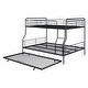 preview thumbnail 4 of 12, Full XL Over Queen Metal Bunk Bed with Twin Size Trundle, Black