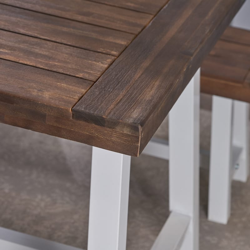 Jubilee Modern Industrial 3 Piece Acacia Wood Picnic Dining Set with Benches by Christopher Knight Home