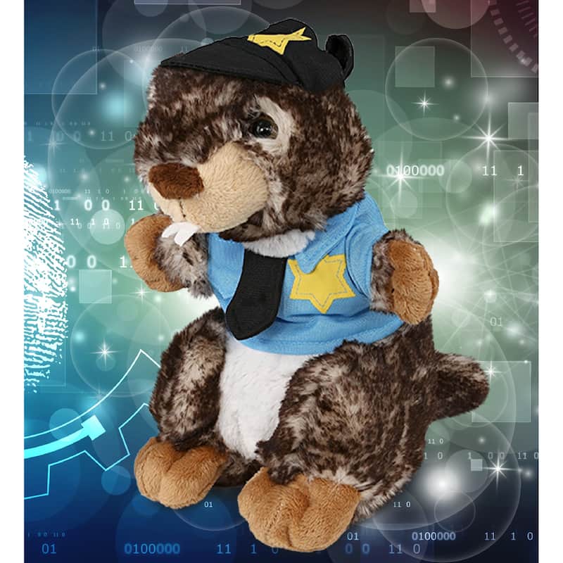 DolliBu Standing Marmot Police Officer Soft Plush with Cop Uniform - 8.5 inches