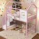preview thumbnail 1 of 20, Metal Twin Loft Bed with Roof Design and Storage Box, Pink Pink