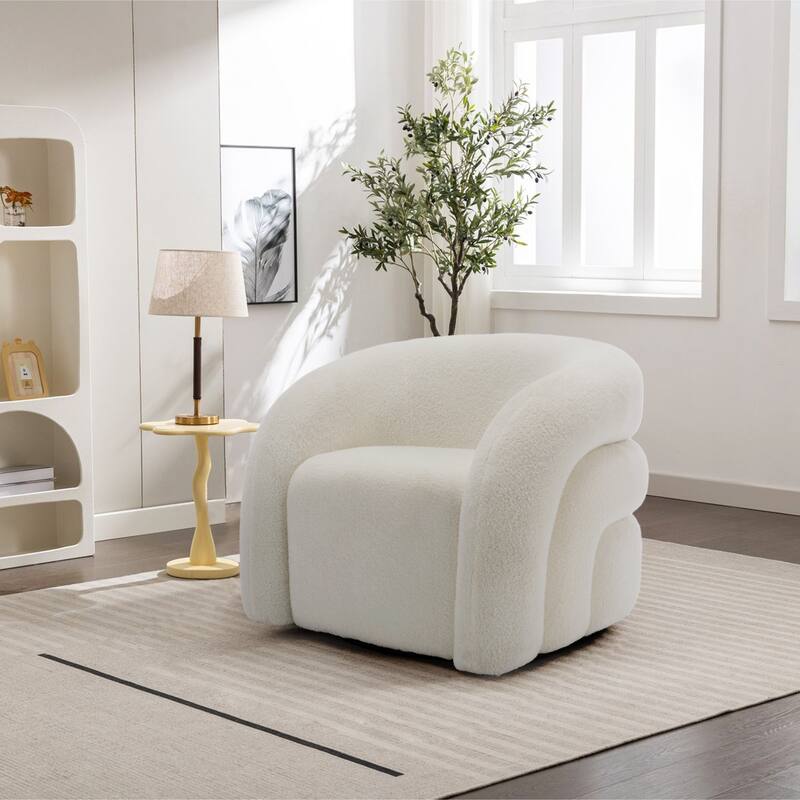 Upholstered Boucle Swivel Accent Chair