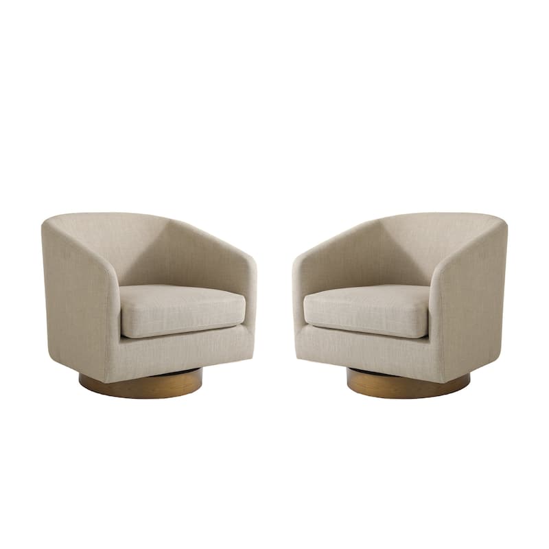 Faux Leather Wide Seat Swivel Barrel Chair