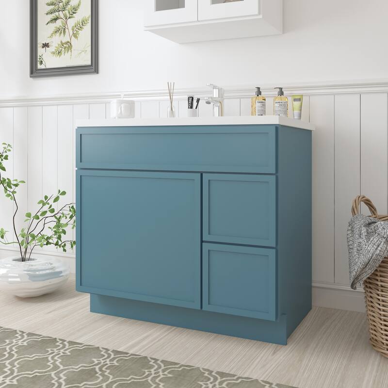 Vanity Art 36" Freestanding Single Base 2 Drawers Storage Cabinet with Soft Close Door