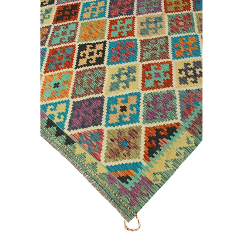 Flatweave Meryem Red/Green Rug - 5'2" x 6'10"