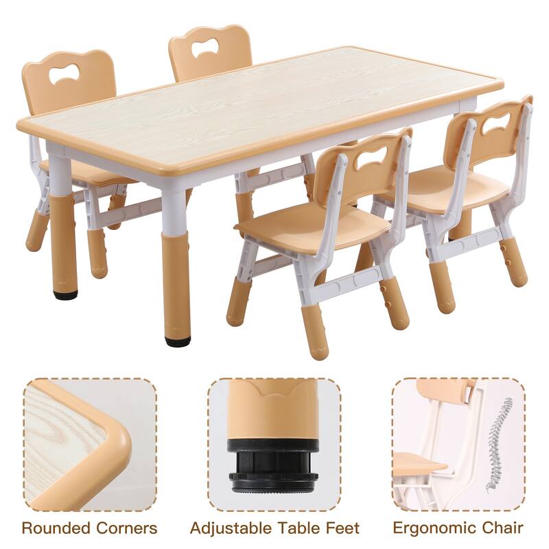 YUKOOL Kids Table and Chair Set - Adjustable Height, HDPE Material, Perfect for Ages 2-12