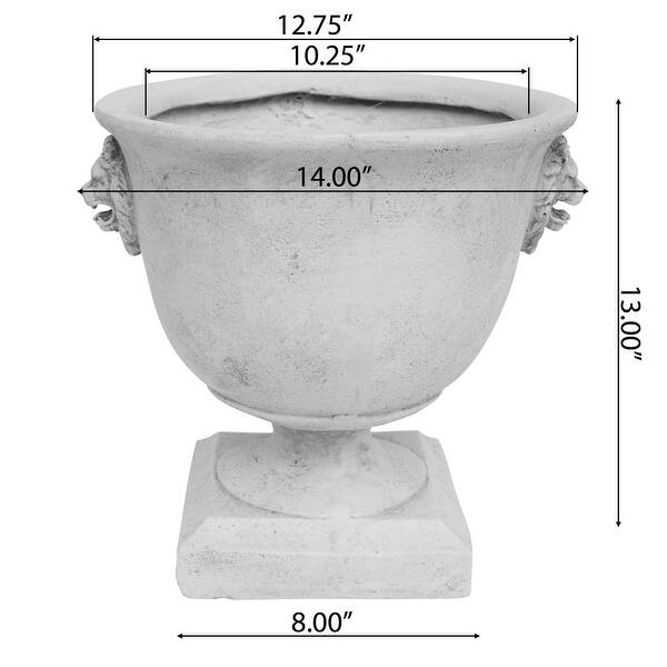 Simba Roman Lionhead Accents Chalice Lightweight Concrete Garden Urn ...